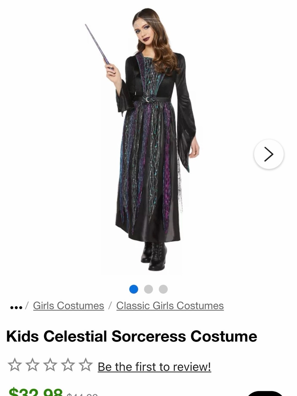 Spirit Kids Celestial Sorceress Costume - Black with Purple & Blue Accents